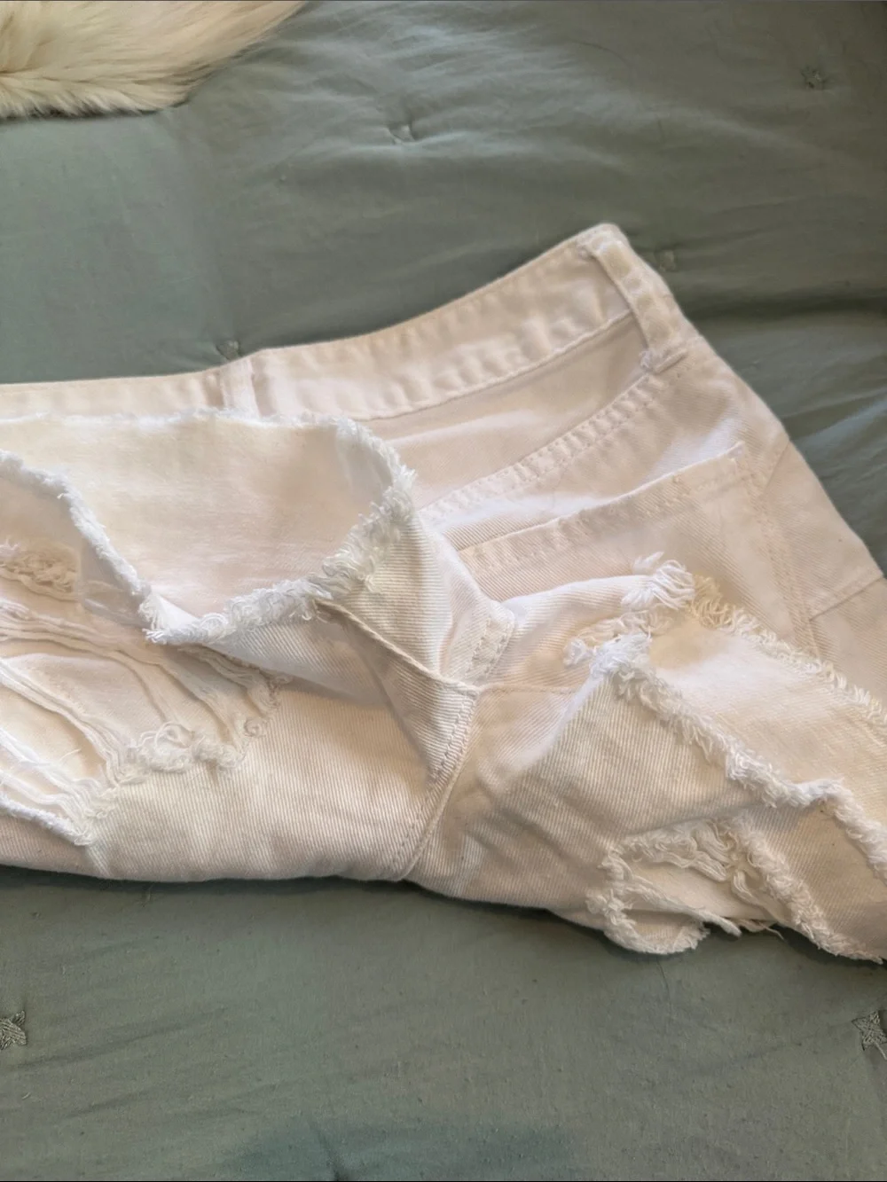 Women’s White Distressed Denim s. O. N. G. Shorts - Casual High-Rise curb Cutoff